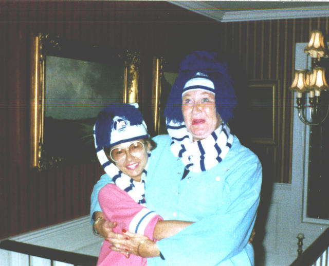 Kari and BoBo with new ski hats